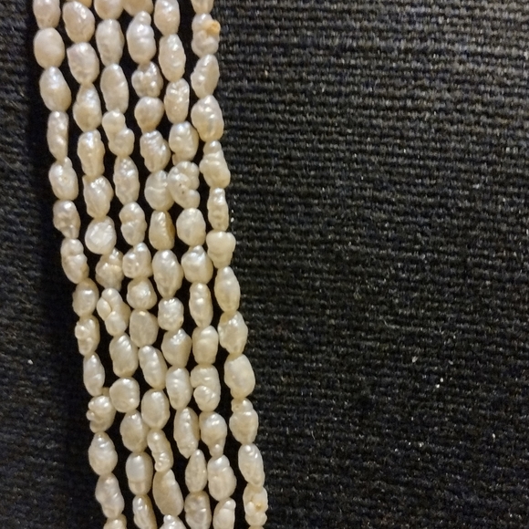 7 strand freshwater pearl ,gold necklace - Picture 15 of 16